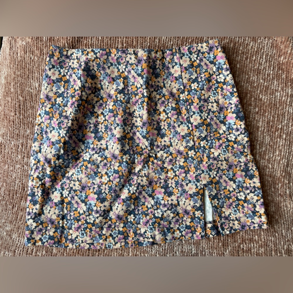 Wild Fable Blue and Orange Asymmetrical Mini Skirt